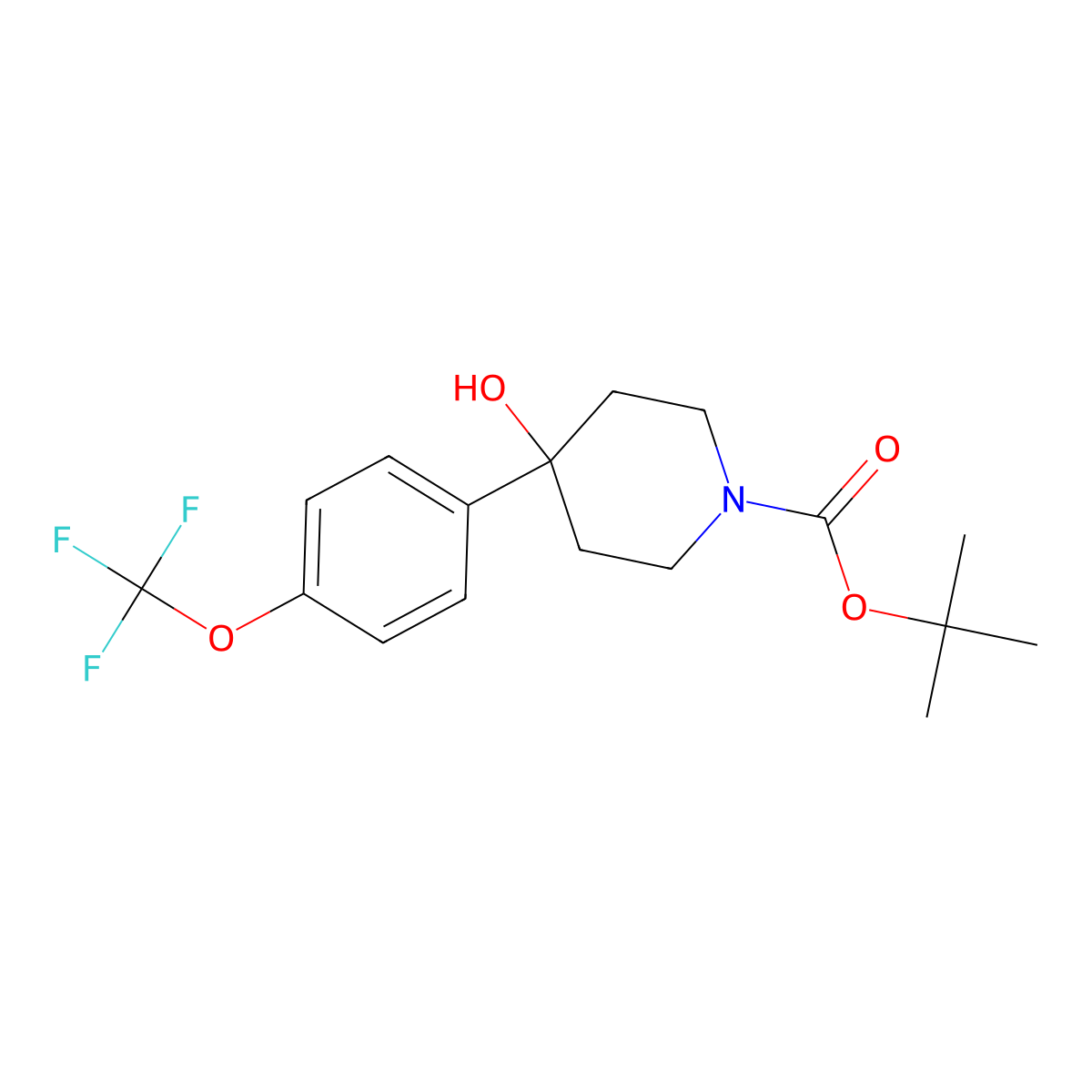 tert-Butyl 4-hydroxy-4-(4-(trifluoromethoxy)phenyl)piperidine-1-carboxylate molecular structure, CAS 1236000-59-1