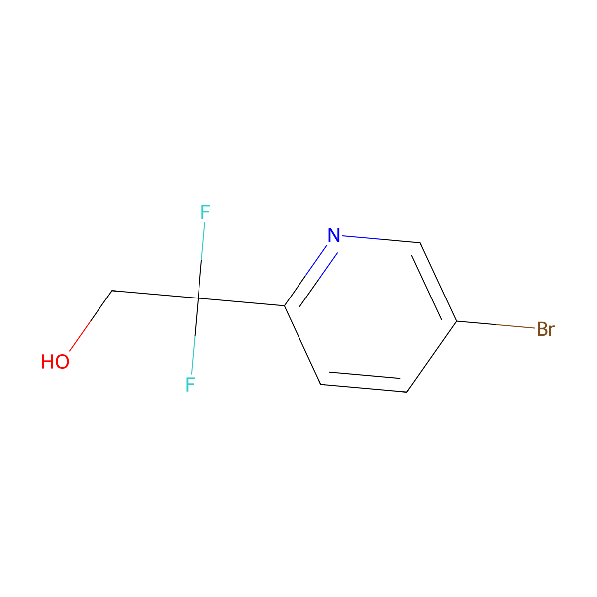 2-(5-Bromopyridin-2-yl)-2,2-difluoroethan-1-ol molecular structure, CAS 1236001-15-2