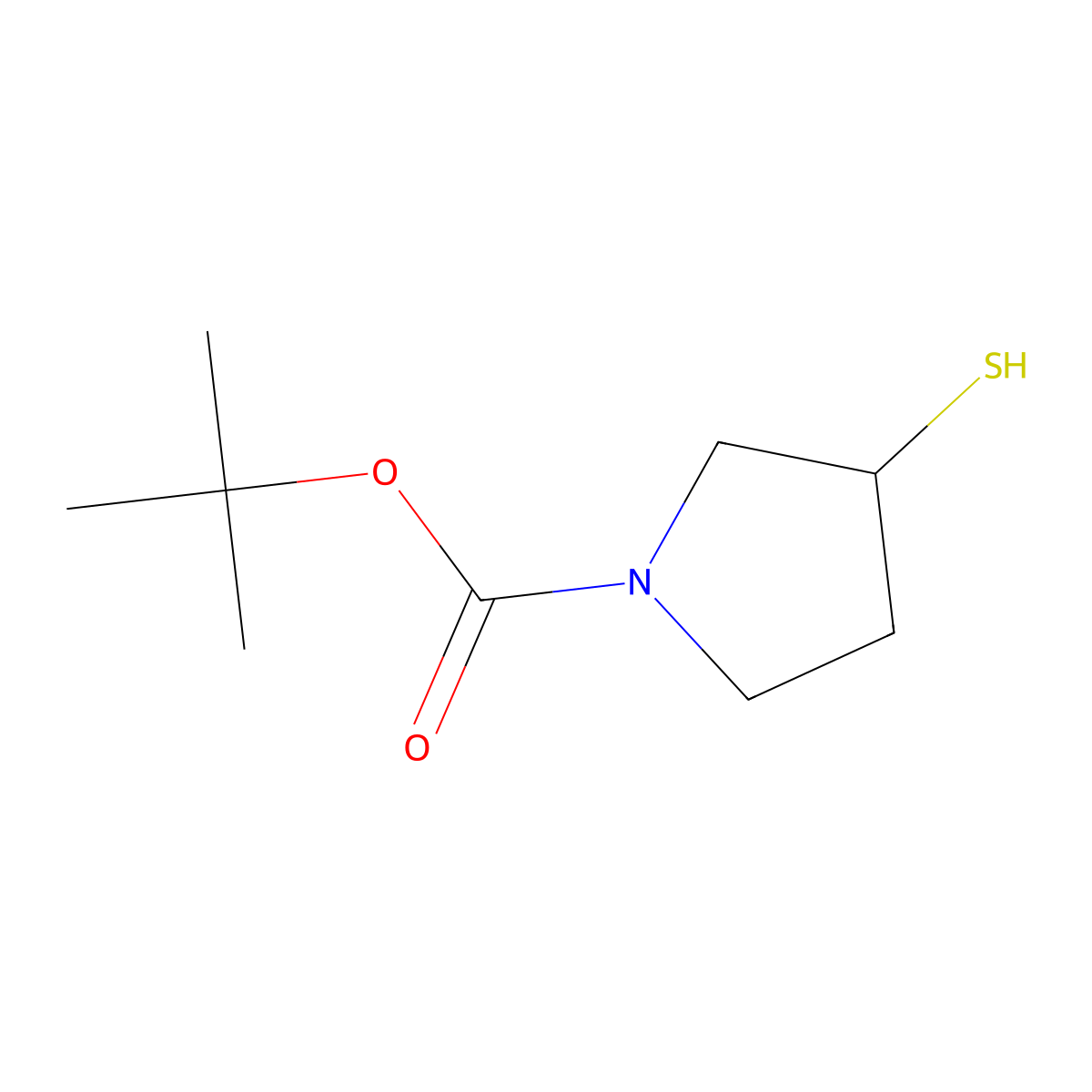 tert-Butyl (3R)-3-sulfanylpyrrolidine-1-carboxylate molecular structure, CAS 1236007-42-3