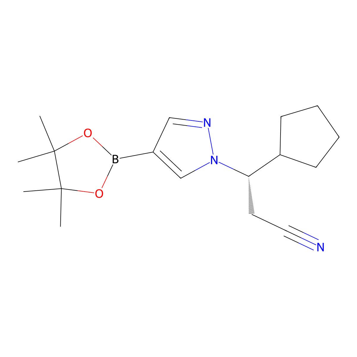 (s)-3-Cyclopentyl-3-(4-(4,4,5,5-tetramethyl-1,3,2-dioxaborolan-2-yl)-1h-pyrazol-1-yl)propanenitrile molecular structure, CAS 1236033-24-1