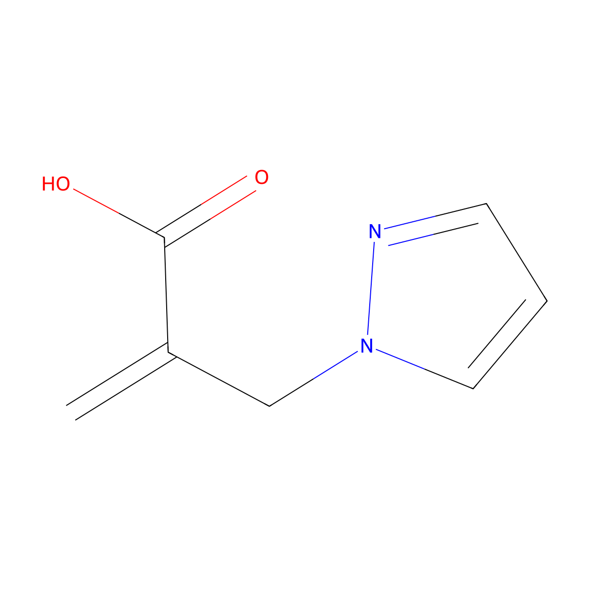 2-[(1H-Pyrazol-1-yl)methyl]prop-2-enoic acid molecular structure, CAS 1236034-44-8