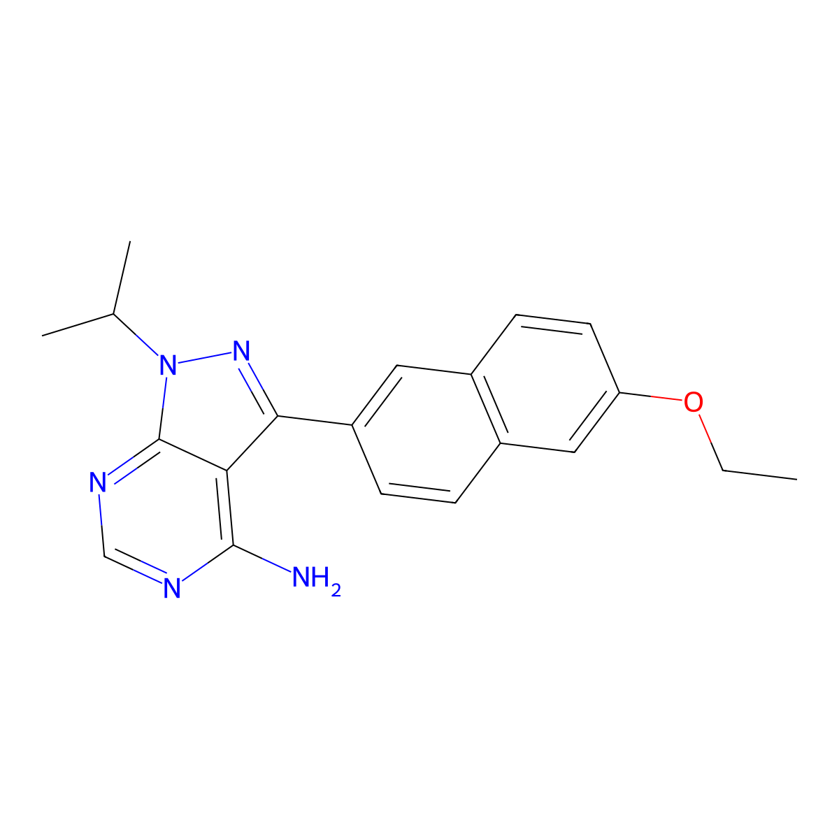 3-(6-Ethoxynaphthalen-2-Yl)-1-(Propan-2-Yl)-1h-Pyrazolo[3,4-D]pyrimidin-4-Amine molecular structure, CAS 1236038-23-5