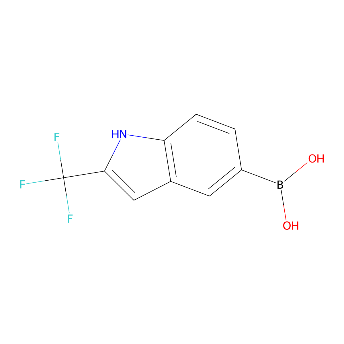 [2-(Trifluoromethyl)-1H-indol-5-yl]boronic acid molecular structure, CAS 1236071-90-1