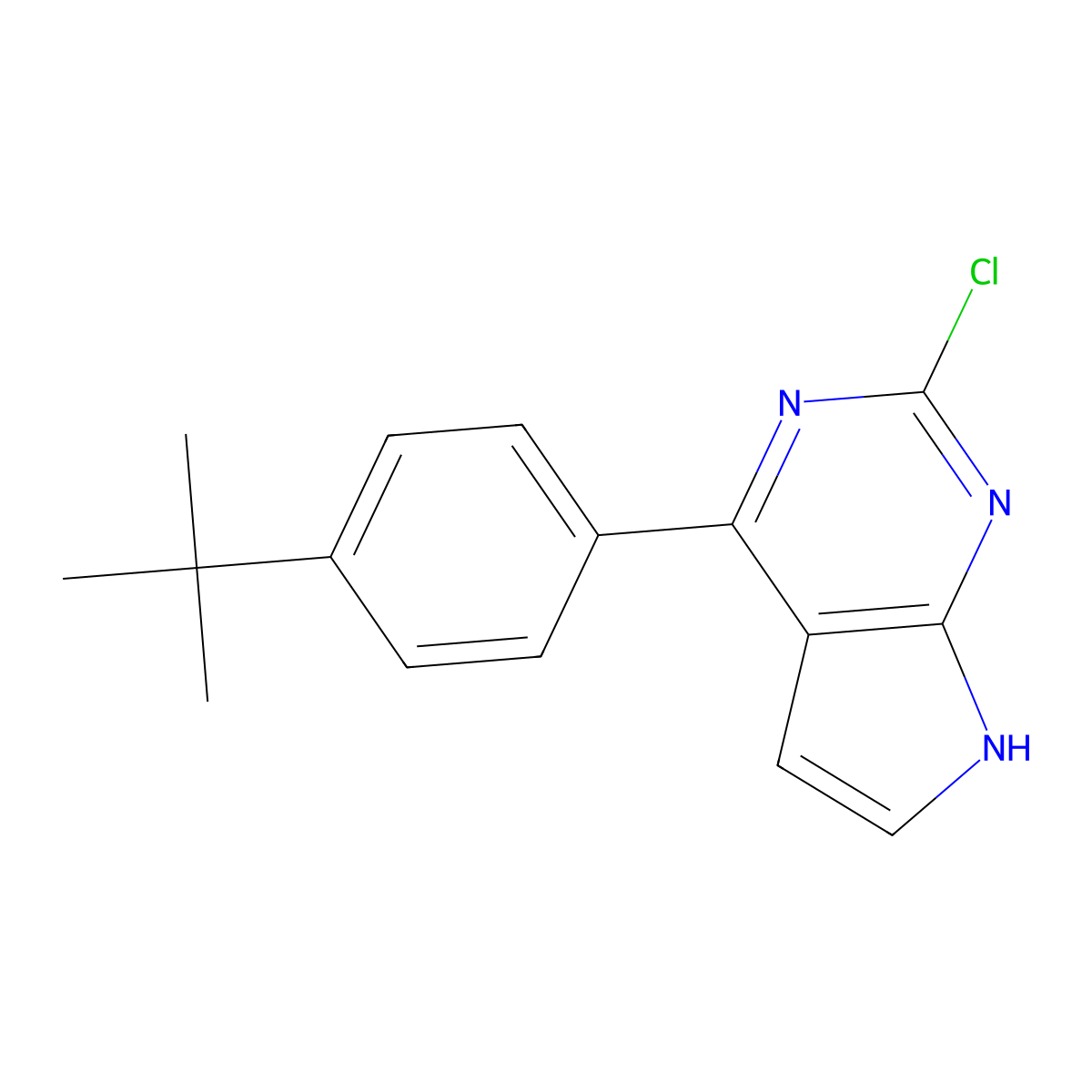 4-(4-(tert-Butyl)phenyl)-2-chloro-7H-pyrrolo[2,3-d]pyrimidine molecular structure, CAS 1236078-08-2