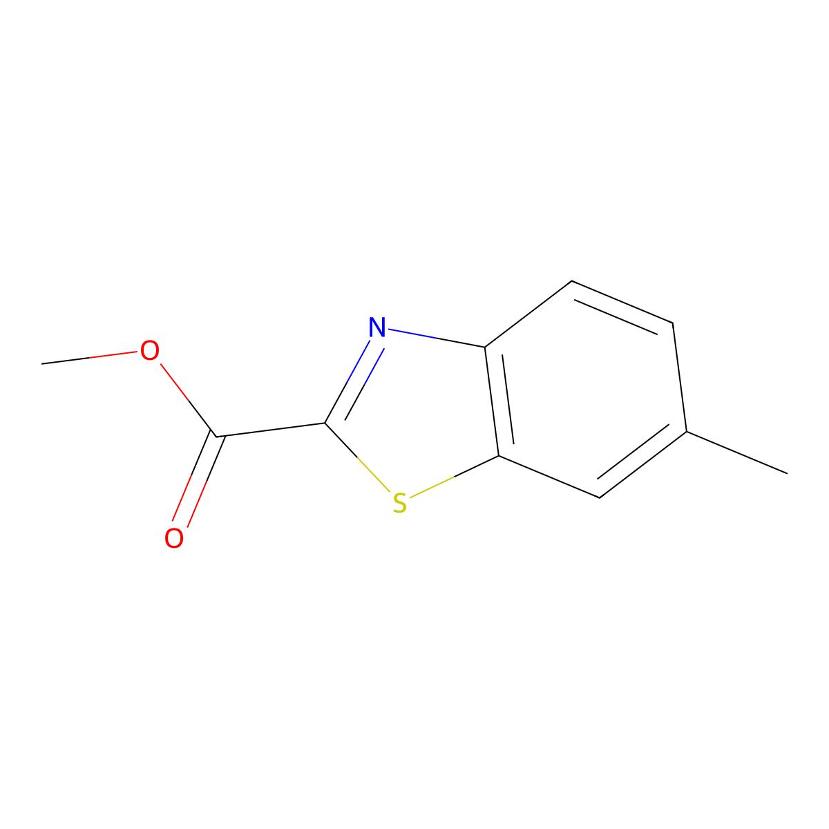 Methyl 6-methyl-1,3-benzothiazole-2-carboxylate molecular structure, CAS 1236115-18-6