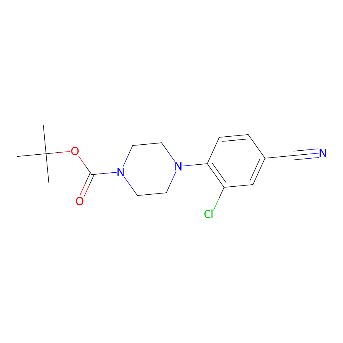 Tert-butyl 4-(2-chloro-4-cyanophenyl)piperazine-1-carboxylate molecular structure, CAS 1236119-35-9