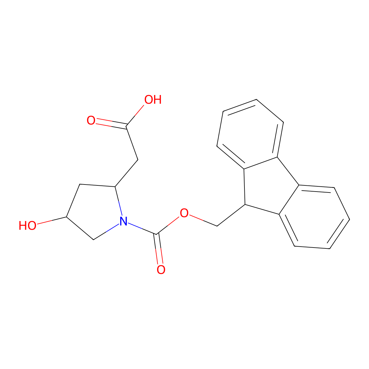 2-[(2S,4R)-1-{[(9H-fluoren-9-yl)methoxy]carbonyl}-4-hydroxypyrrolidin-2-yl]acetic acid molecular structure, CAS 1236132-70-9
