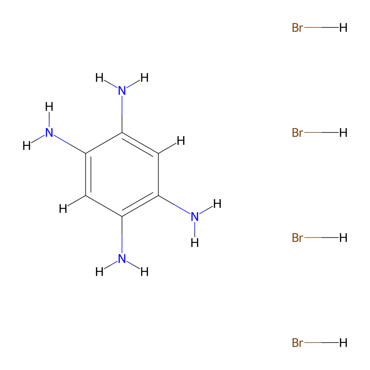 Benzene-1,2,4,5-tetraamine tetrahydrobromide molecular structure, CAS 1236133-49-5