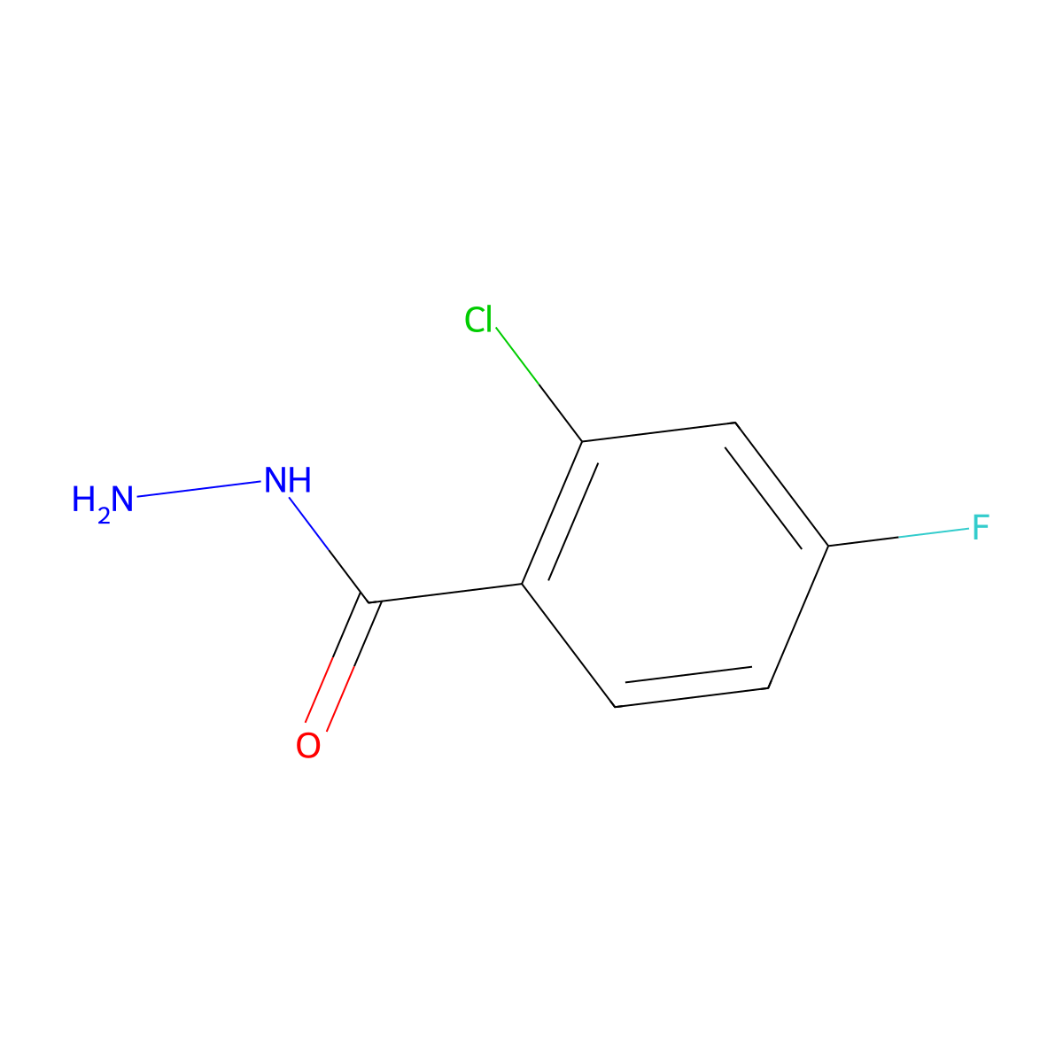 2-Chloro-4-fluorobenzohydrazide molecular structure, CAS 123614-86-8