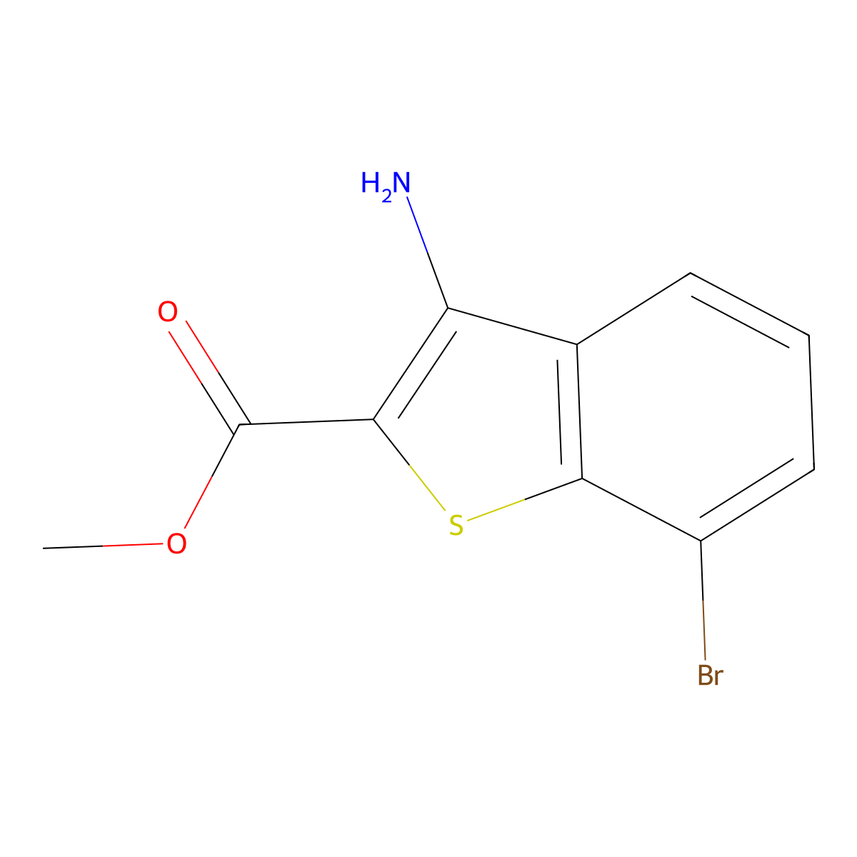 Methyl 3-amino-7-bromo-1-benzothiophene-2-carboxylate molecular structure, CAS 1236150-66-5