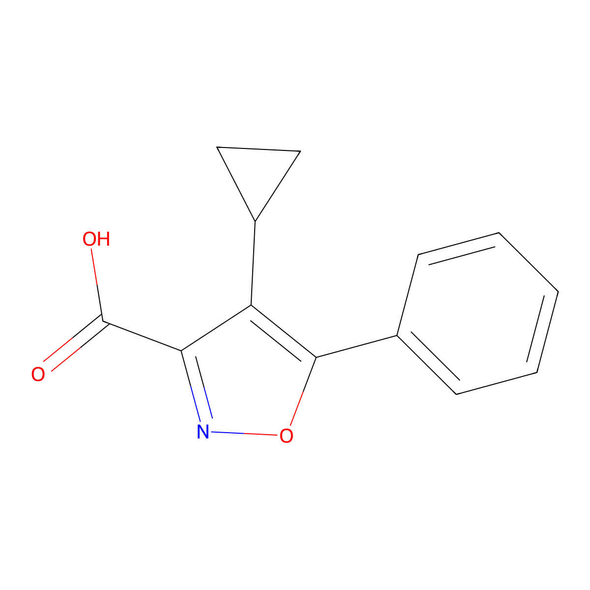 4-Cyclopropyl-5-phenylisoxazole-3-carboxylic acid molecular structure, CAS 1236188-99-0