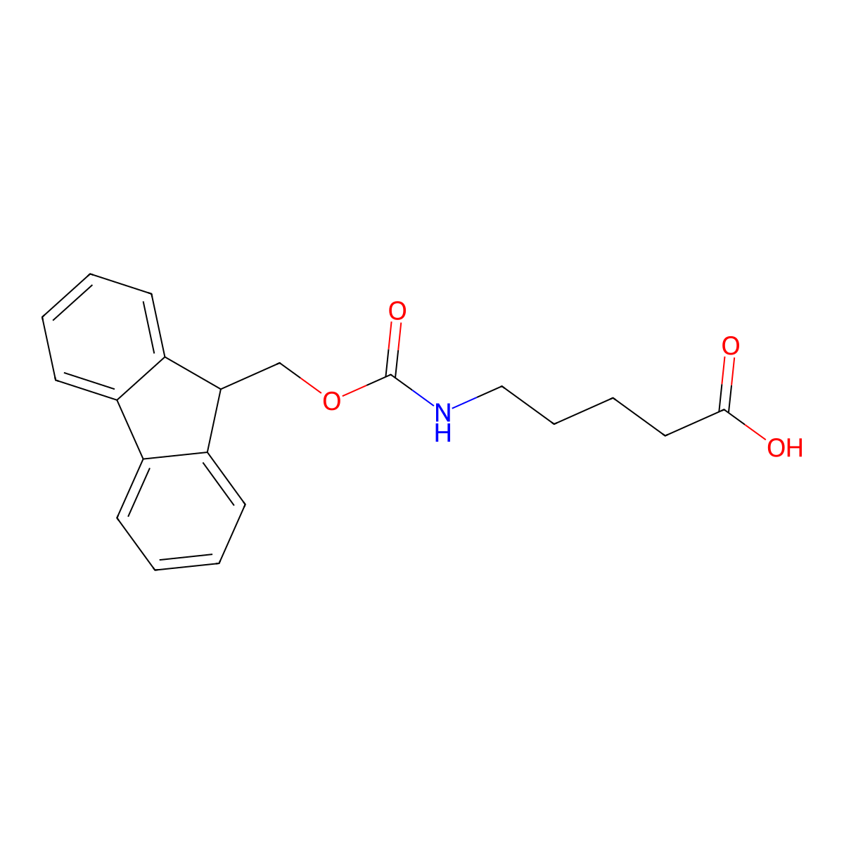 5-(((9H-fluoren-9-ylmethoxy)carbonyl)amino)pentanoic acid molecular structure, CAS 123622-48-0