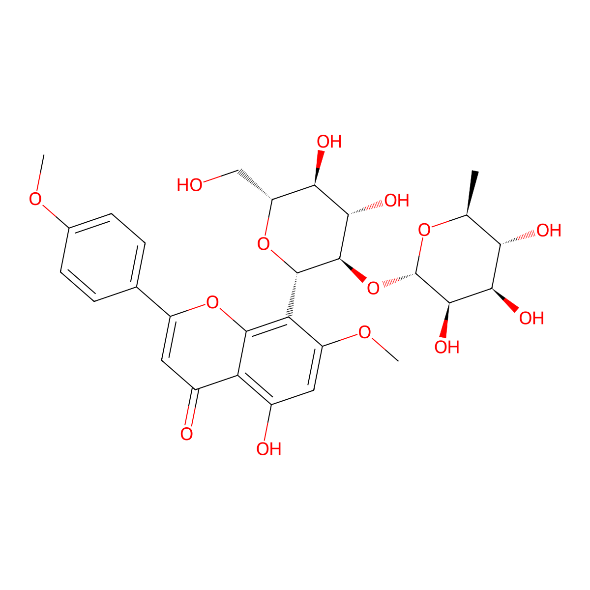 7,4'-Di-O-methylvitexin 2''-O-rhamnoside molecular structure, CAS 1236226-98-4