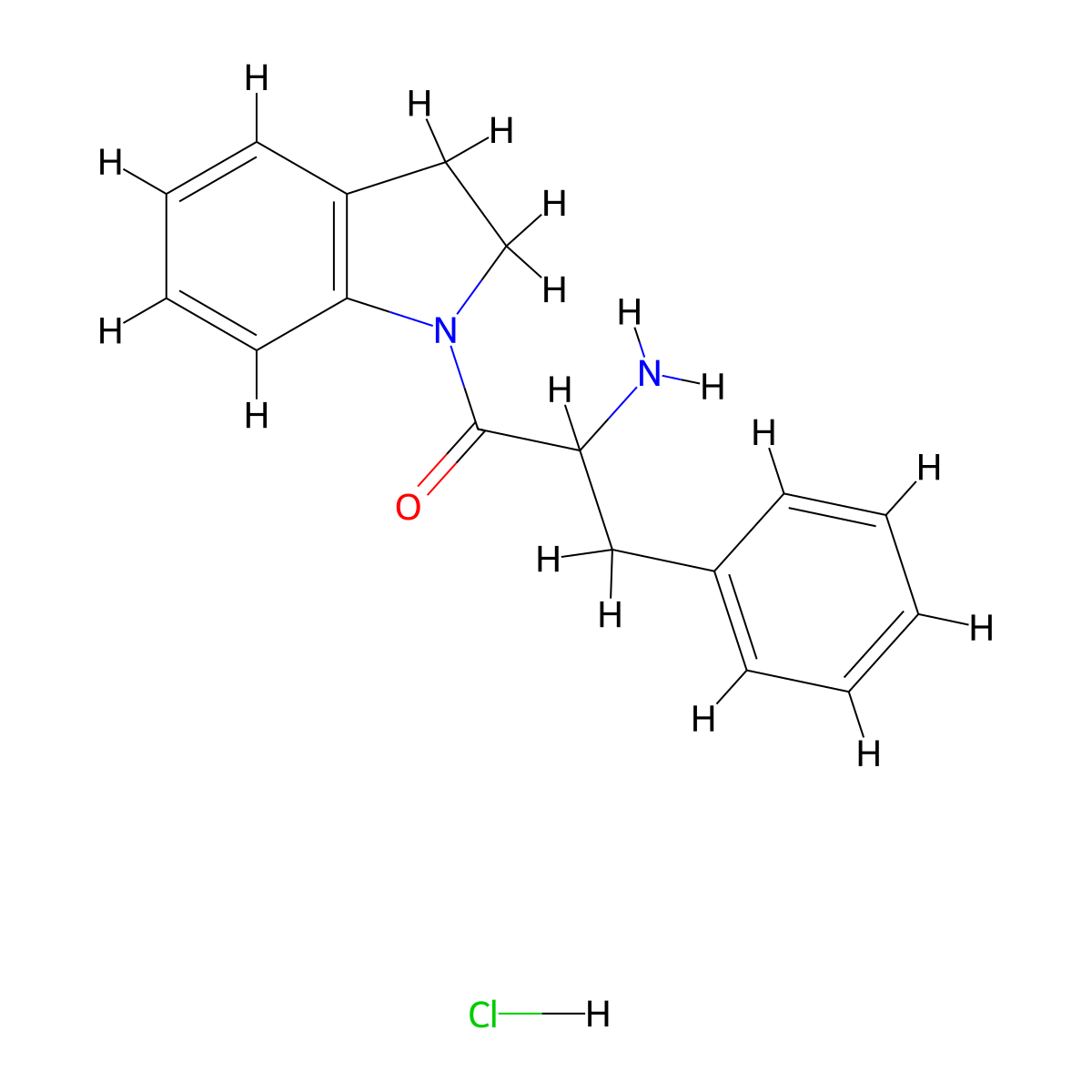 2-Amino-1-(2,3-dihydro-1H-indol-1-YL)-3-phenyl-1-propanone hydrochloride molecular structure, CAS 1236254-63-9