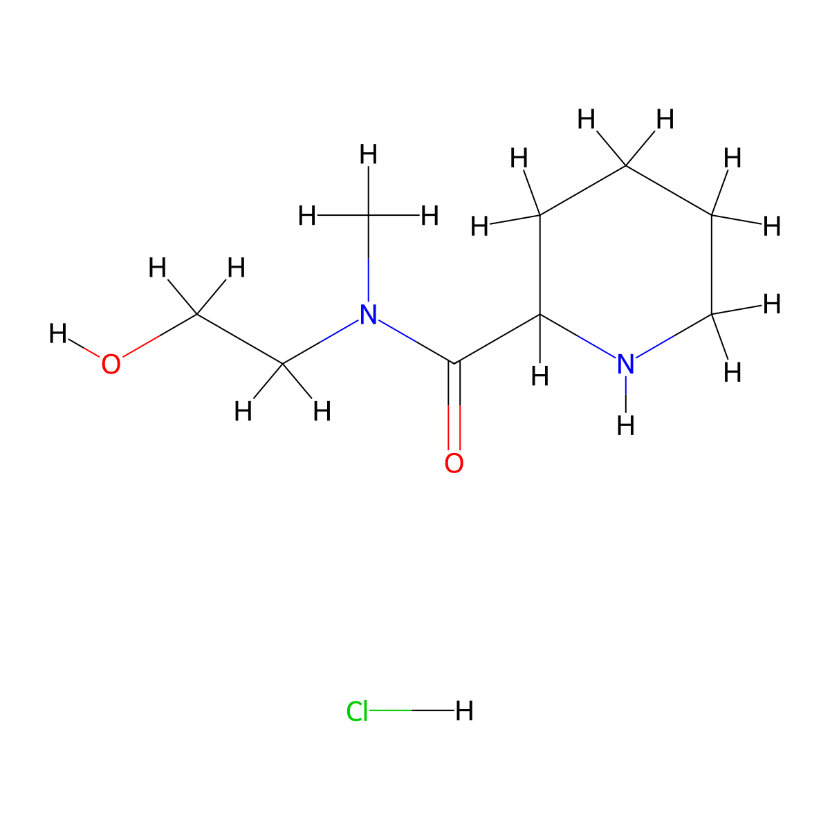 N-(2-Hydroxyethyl)-N-methyl-2-piperidinecarboxamide hydrochloride molecular structure, CAS 1236254-64-0
