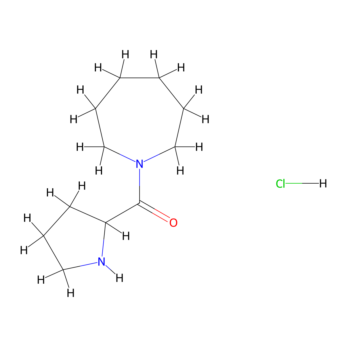 1-Azepanyl(2-pyrrolidinyl)methanone hydrochloride molecular structure, CAS 1236254-65-1