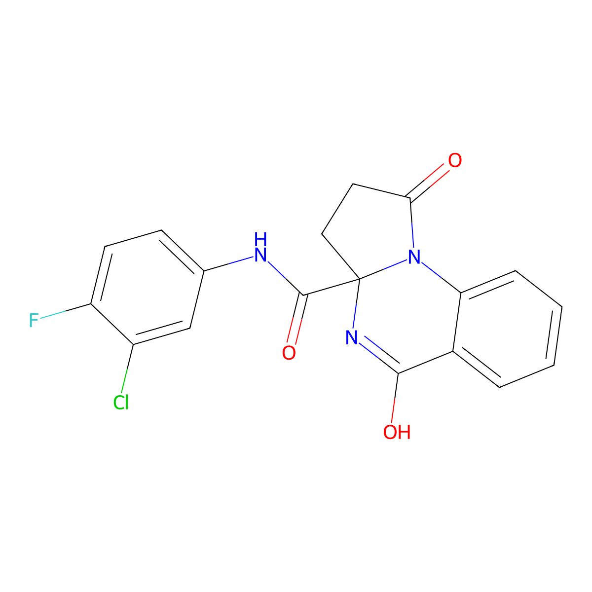 N-(3-chloro-4-fluorophenyl)-5-hydroxy-1-oxo-2,3-dihydropyrrolo[1,2-a]quinazoline-3a(1H)-carboxamide molecular structure, CAS 1236254-81-1