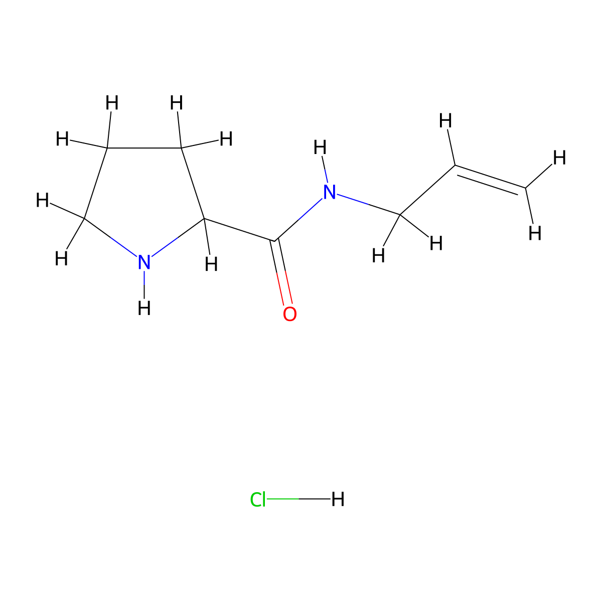 N-Allyl-2-pyrrolidinecarboxamide hydrochloride molecular structure, CAS 1236254-98-0