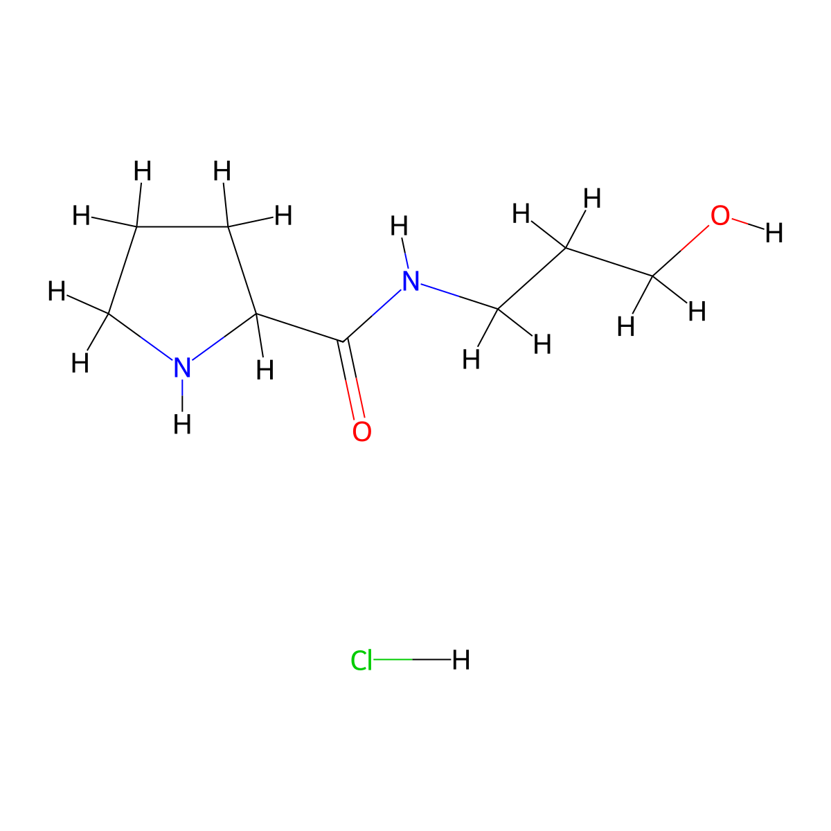 N-(3-Hydroxypropyl)-2-pyrrolidinecarboxamide hydrochloride molecular structure, CAS 1236255-12-1