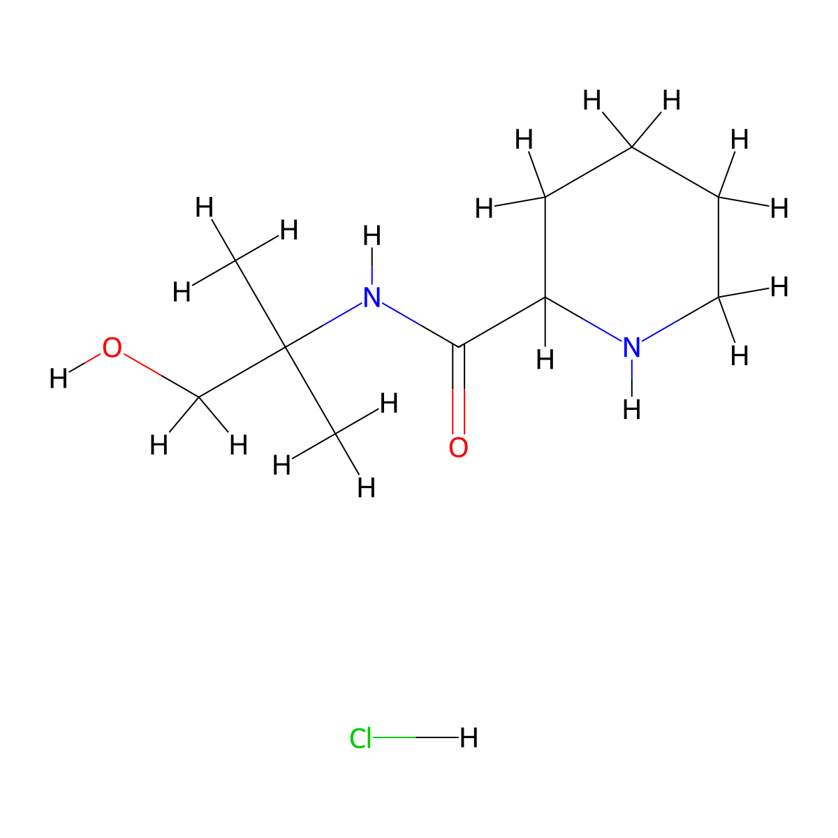N-(2-Hydroxy-1,1-dimethylethyl)-2-piperidinecarboxamide hydrochloride molecular structure, CAS 1236255-13-2
