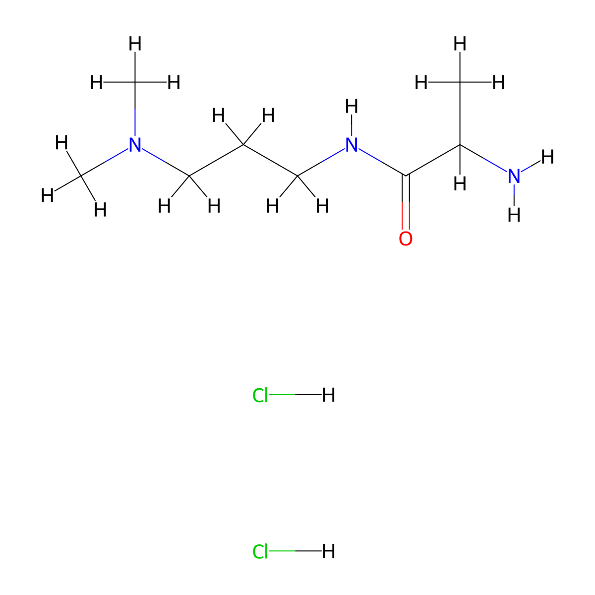 2-Amino-N-(3-(dimethylamino)propyl)propanamide dihydrochloride molecular structure, CAS 1236255-19-8