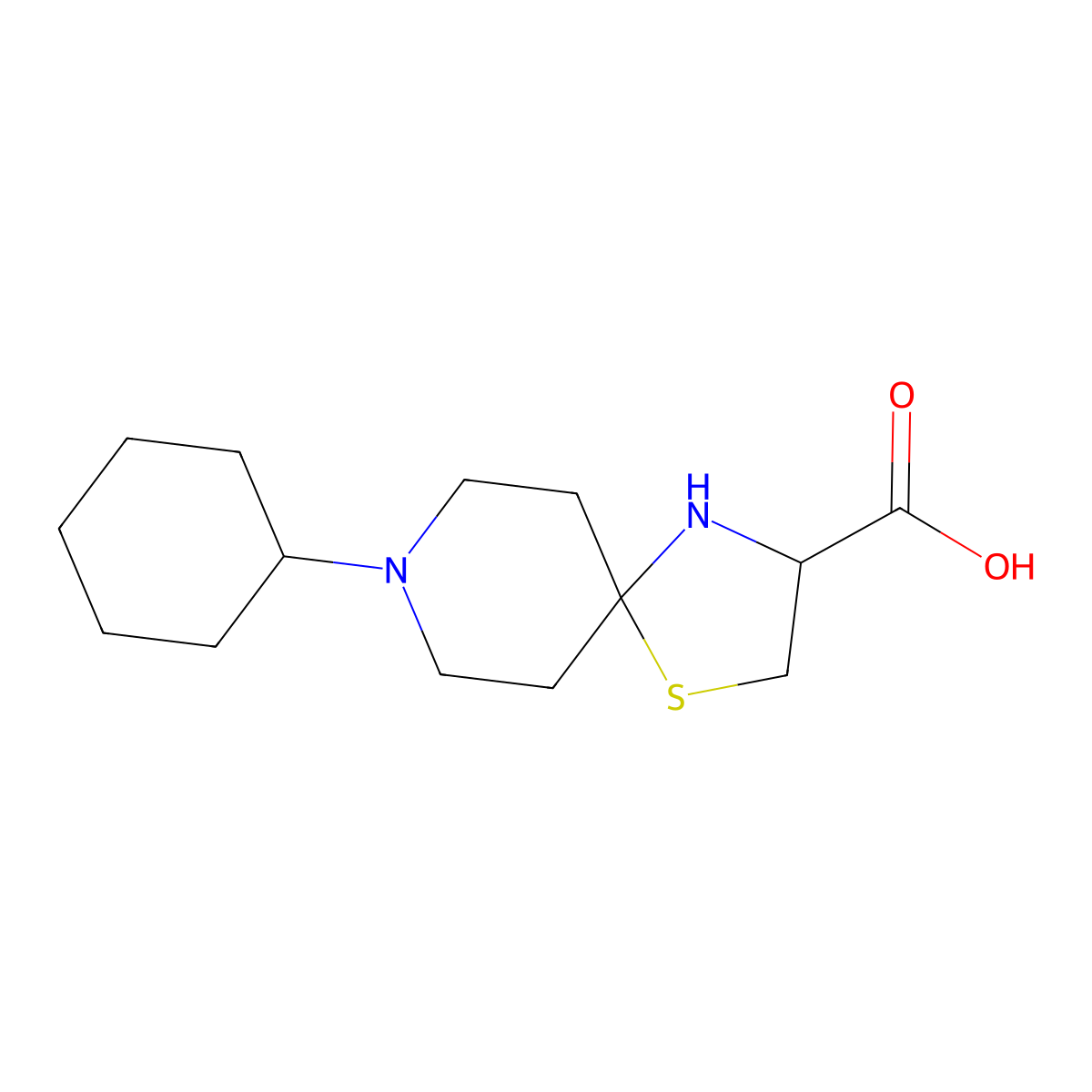 8-Cyclohexyl-1-thia-4,8-diazaspiro[4.5]decane-3-carboxylic acid molecular structure, CAS 1236255-43-8
