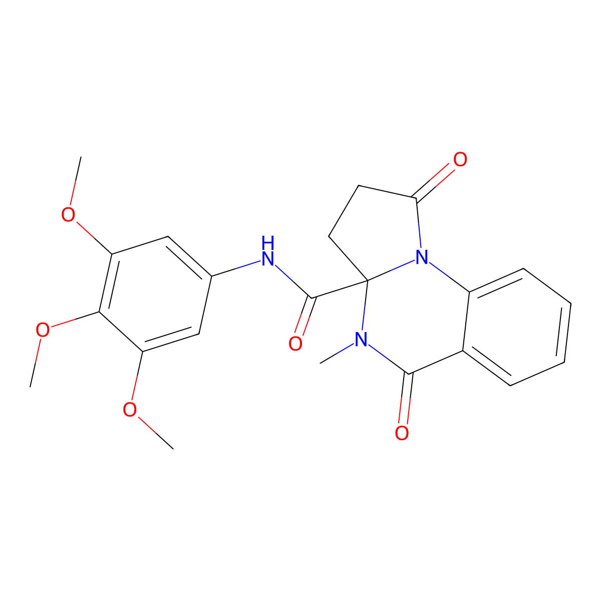 4-methyl-1,5-dioxo-N-(3,4,5-trimethoxyphenyl)-2,3,4,5-tetrahydropyrrolo[1,2-a]quinazoline-3a(1H)-carboxamide molecular structure, CAS 1236256-39-5