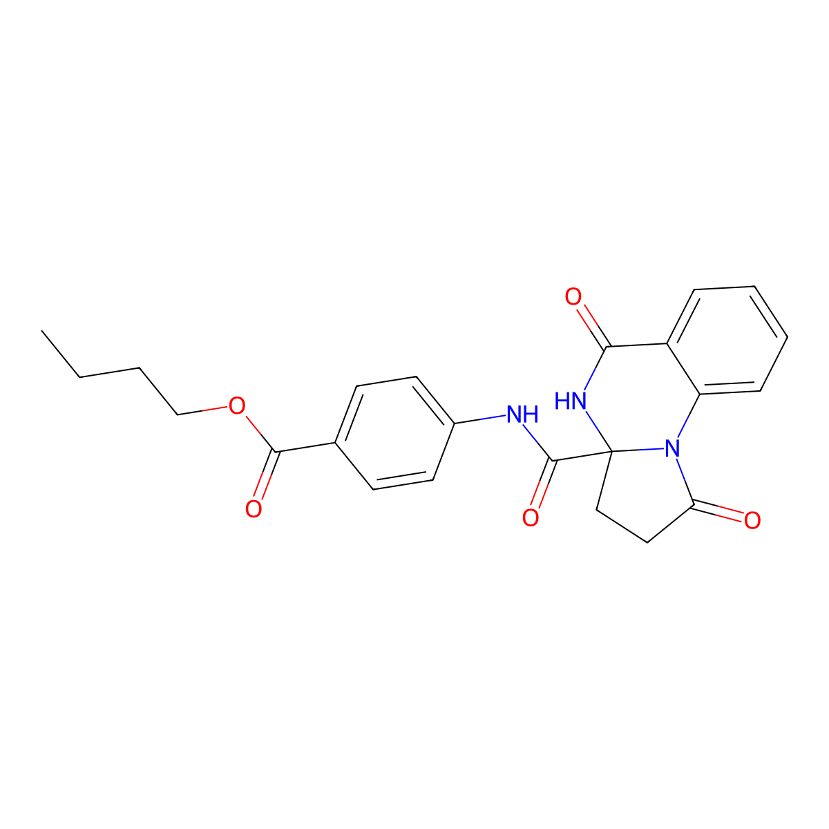 Benzoic acid, 4-[[(2,3,4,5-tetrahydro-1,5-dioxopyrrolo[1,2-a]quinazolin-3a(1H)-yl)carbonyl]amino]-, butyl ester molecular structure, CAS 1236256-45-3