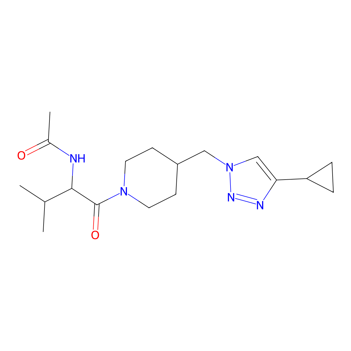 N-[1-({4-[(4-cyclopropyl-1H-1,2,3-triazol-1-yl)methyl]piperidin-1-yl}carbonyl)-2-methylpropyl]acetamide molecular structure, CAS 1236256-47-5