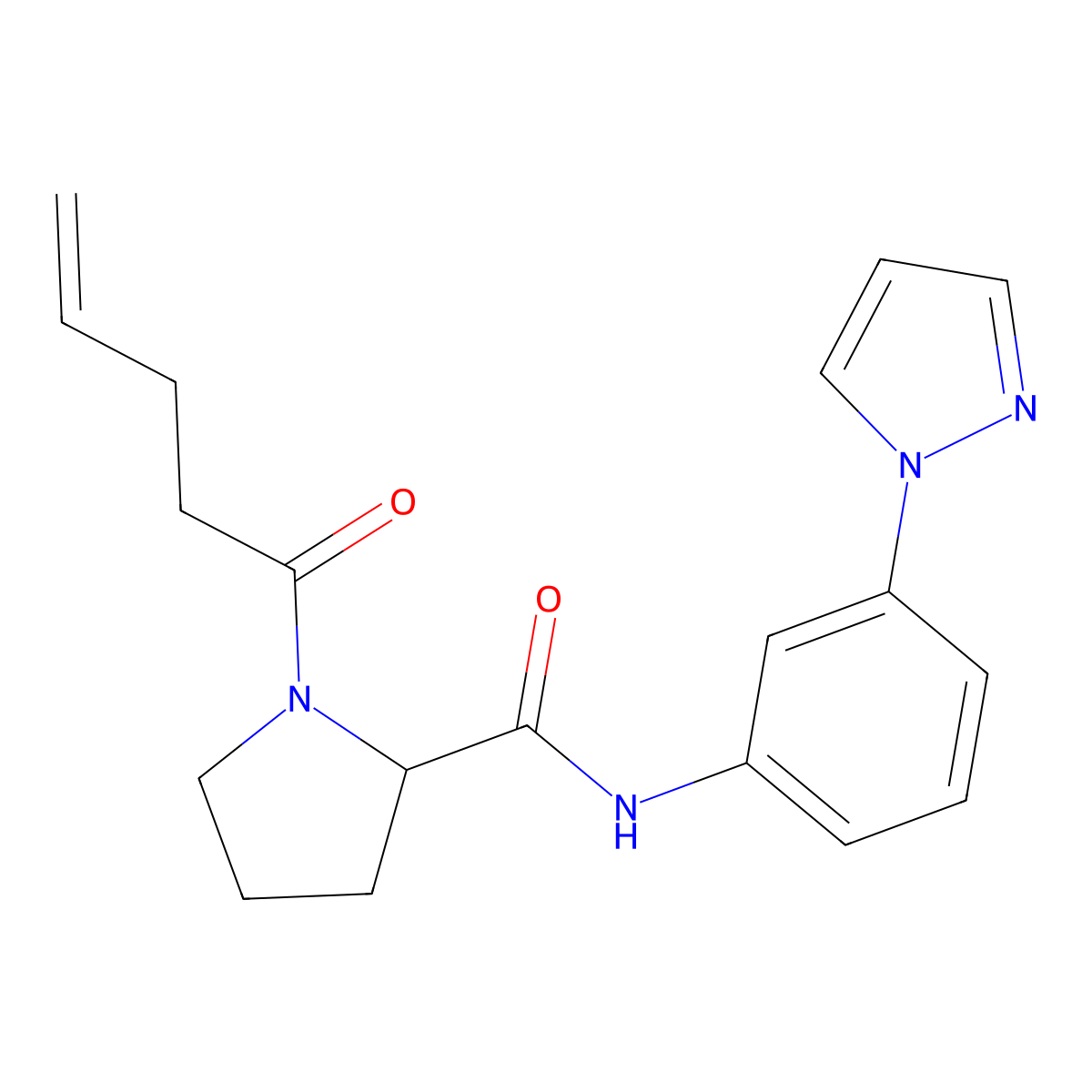1-(4-pentenoyl)-N-[3-(1H-pyrazol-1-yl)phenyl]prolinamide molecular structure, CAS 1236256-52-2