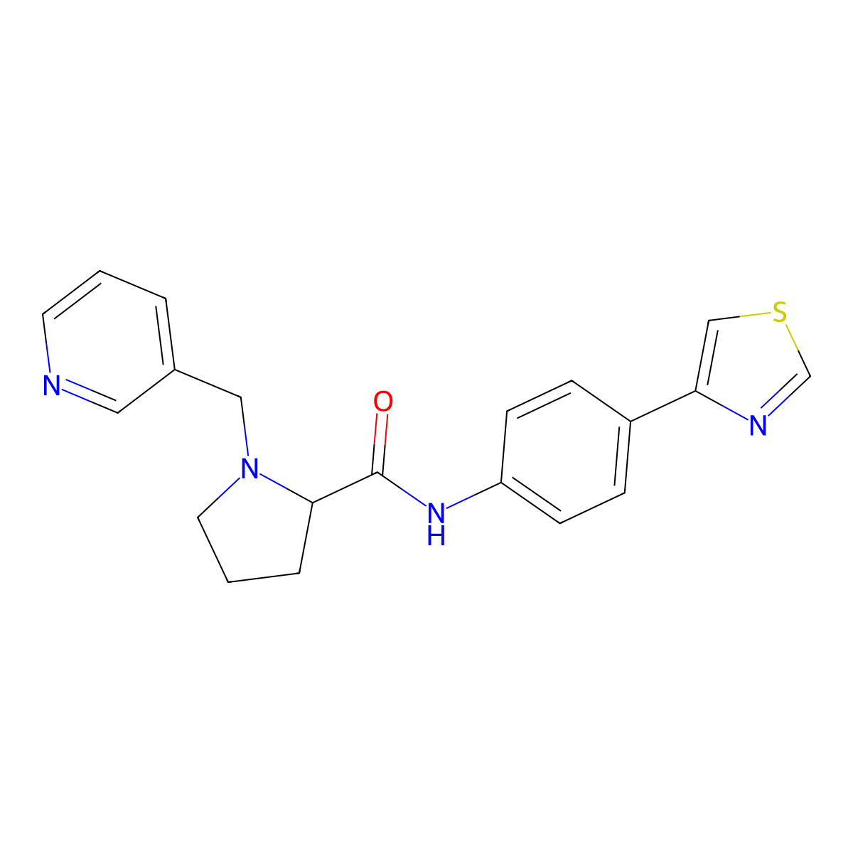 1-(3-pyridinylmethyl)-N-[4-(1,3-thiazol-4-yl)phenyl]prolinamide molecular structure, CAS 1236256-55-5