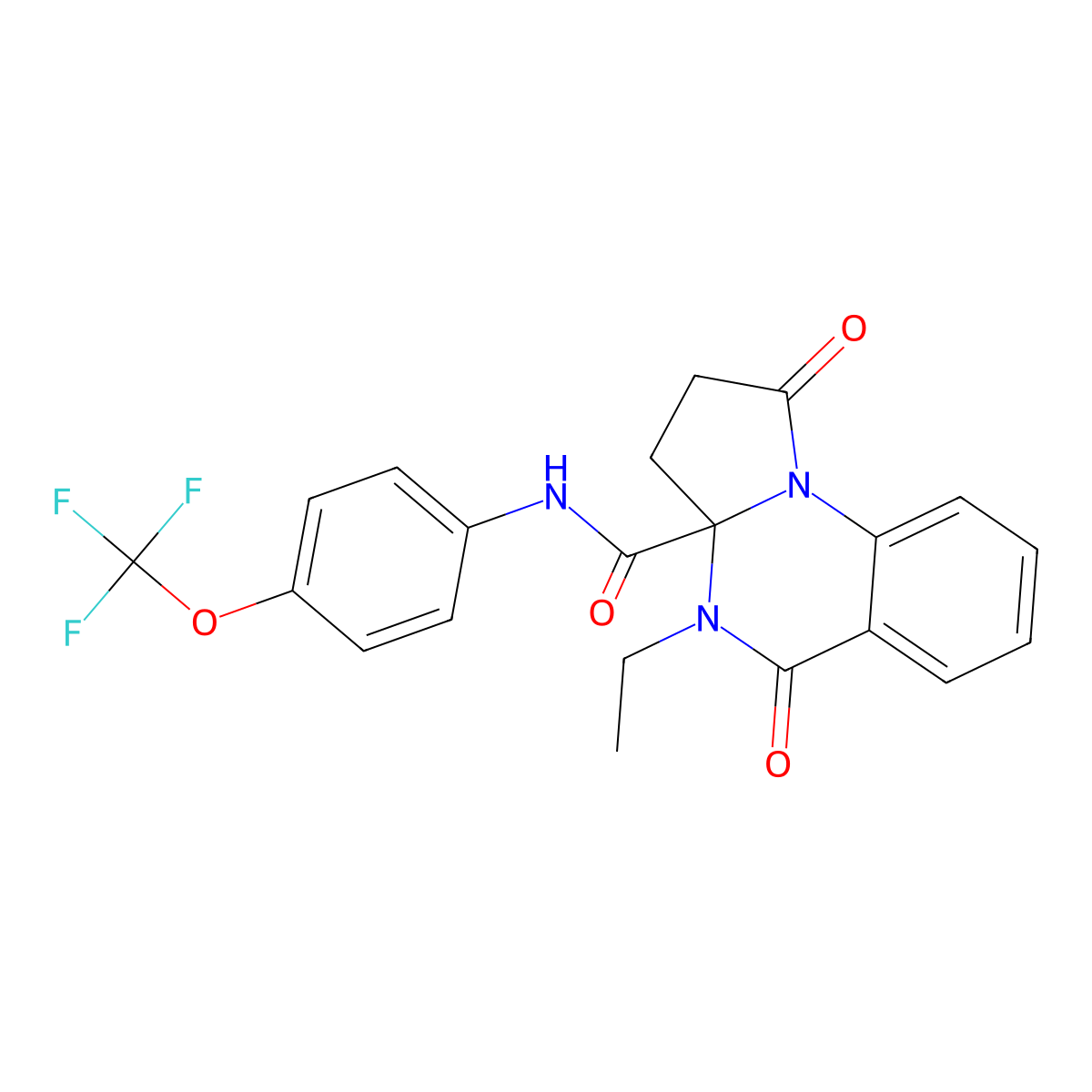 4-ethyl-1,5-dioxo-N-[4-(trifluoromethoxy)phenyl]-2,3,4,5-tetrahydropyrrolo[1,2-a]quinazoline-3a(1H)-carboxamide molecular structure, CAS 1236256-70-4