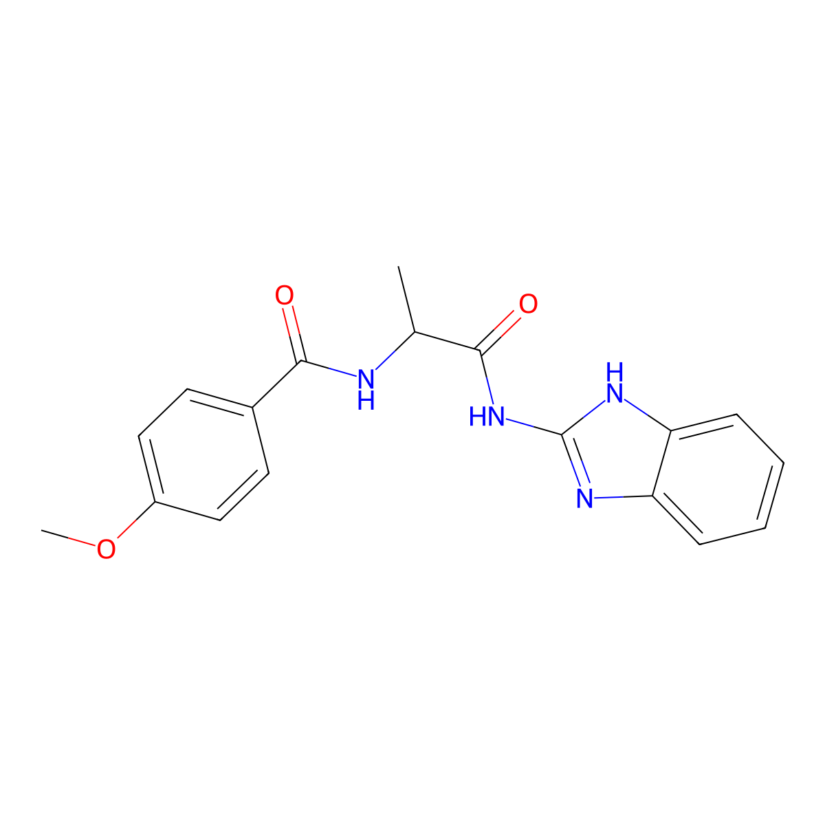 N-(1-((1H-benzo[d]imidazol-2-yl)amino)-1-oxopropan-2-yl)-4-methoxybenzamide molecular structure, CAS 1236256-75-9