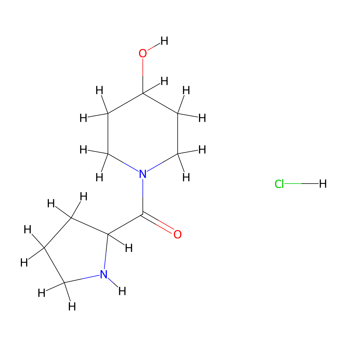 (4-Hydroxy-1-piperidinyl)(2-pyrrolidinyl)-methanone hydrochloride molecular structure, CAS 1236256-82-8