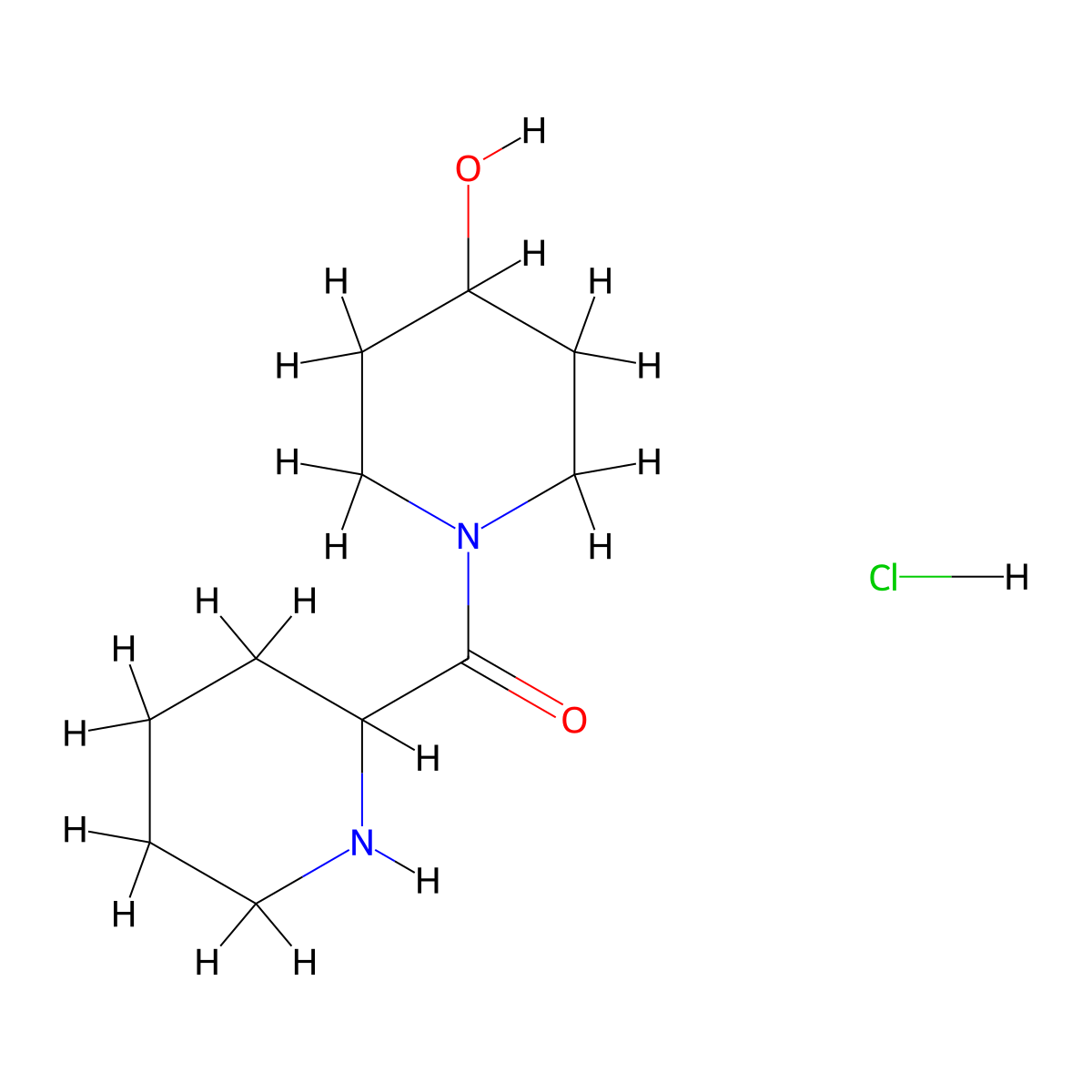 (4-Hydroxy-1-piperidinyl)(2-piperidinyl)methanone hydrochloride molecular structure, CAS 1236256-83-9