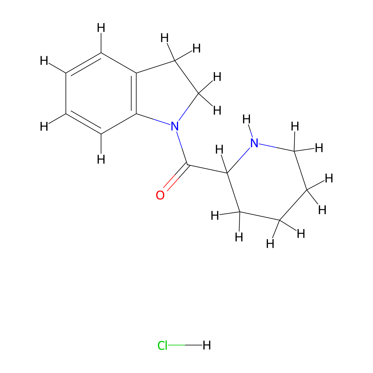 2,3-Dihydro-1H-indol-1-yl(2-piperidinyl)methanone hydrochloride molecular structure, CAS 1236256-84-0