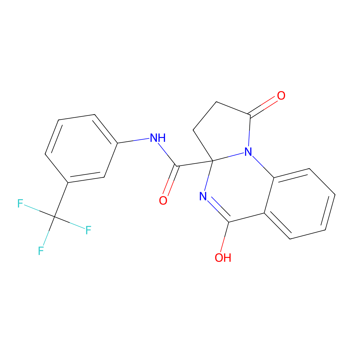 5-hydroxy-1-oxo-N-[3-(trifluoromethyl)phenyl]-2,3-dihydropyrrolo[1,2-a]quinazoline-3a(1H)-carboxamide molecular structure, CAS 1236256-99-7