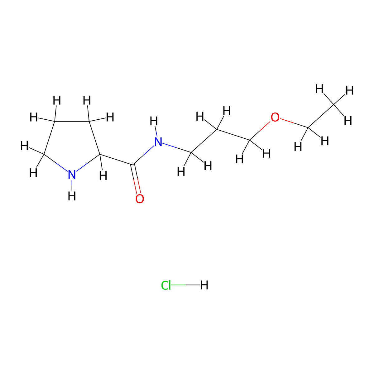 N-(3-Ethoxypropyl)-2-pyrrolidinecarboxamide hydrochloride molecular structure, CAS 1236257-01-4