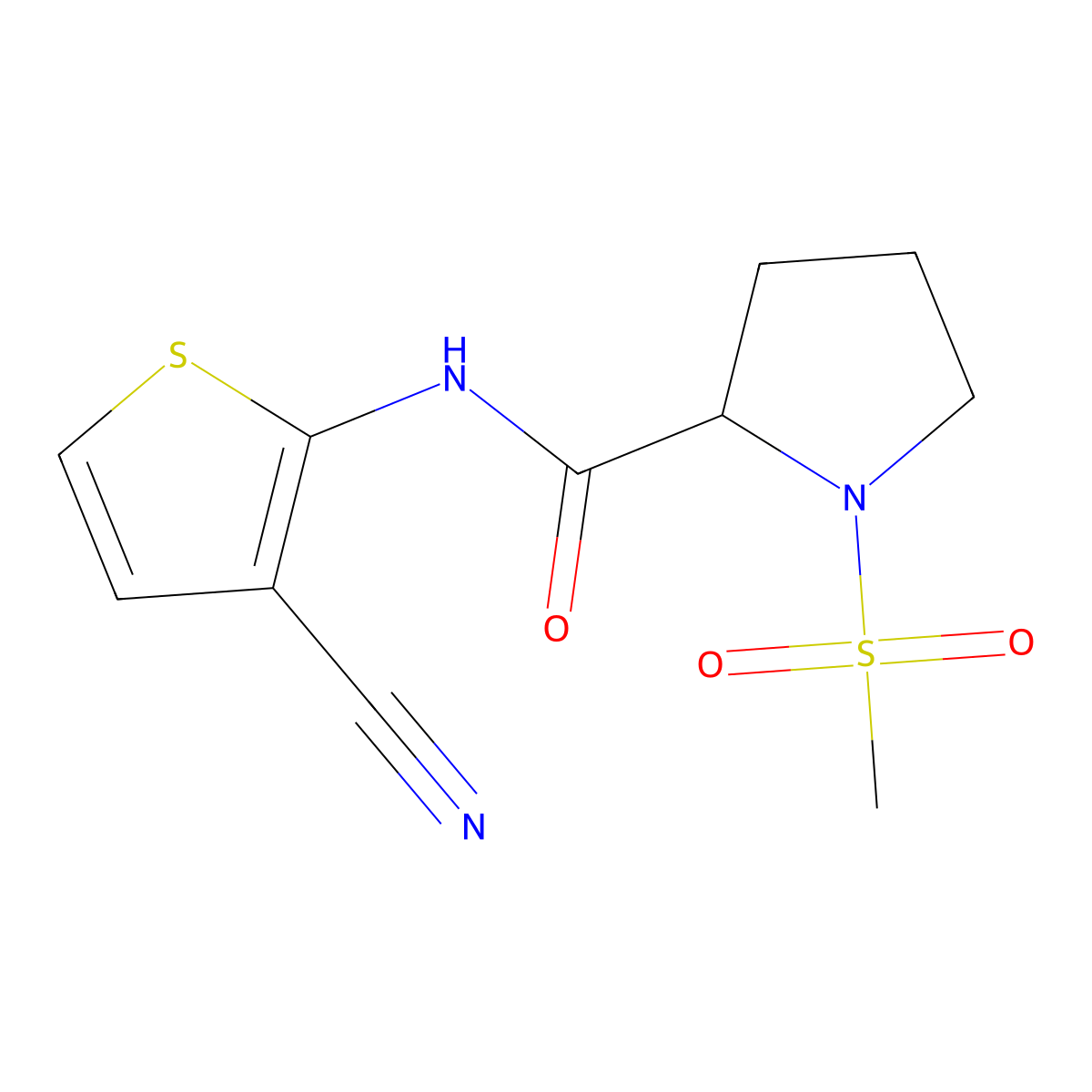 N-(3-cyanothiophen-2-yl)-1-(methylsulfonyl)pyrrolidine-2-carboxamide molecular structure, CAS 1236258-00-6