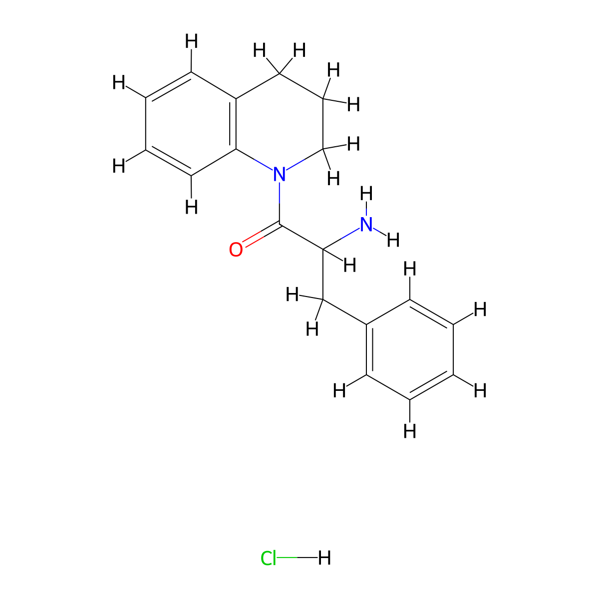 2-Amino-1-[3,4-dihydro-1(2H)-quinolinyl]-3-phenyl-1-propanone hydrochloride molecular structure, CAS 1236258-31-3
