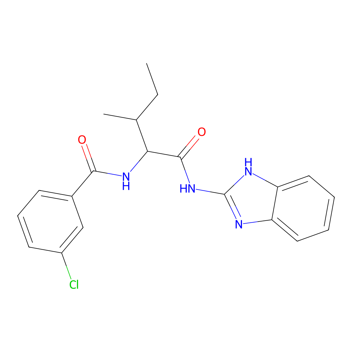 N-(1H-1,3-benzodiazol-2-yl)-2-[(3-chlorophenyl)formamido]-3-methylpentanamide molecular structure, CAS 1236258-89-1