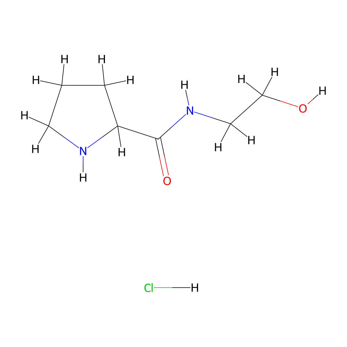 N-(2-Hydroxyethyl)-2-pyrrolidinecarboxamide hydrochloride molecular structure, CAS 1236259-16-7