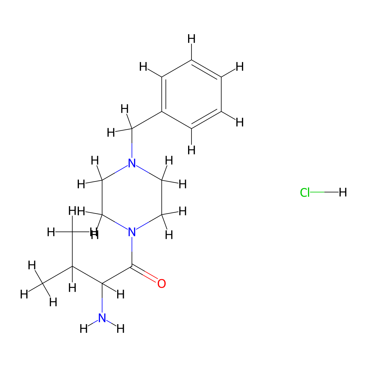 2-Amino-1-(4-benzyl-1-piperazinyl)-3-methyl-1-butanone hydrochloride molecular structure, CAS 1236259-19-0