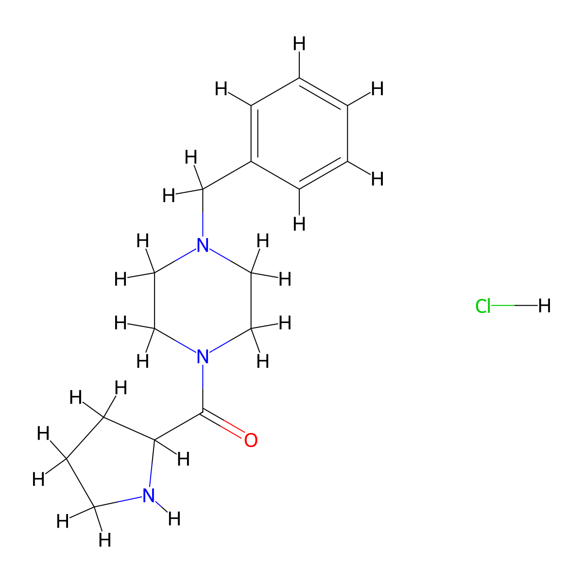 (4-Benzyl-1-piperazinyl)(2-pyrrolidinyl)methanone hydrochloride molecular structure, CAS 1236259-37-2
