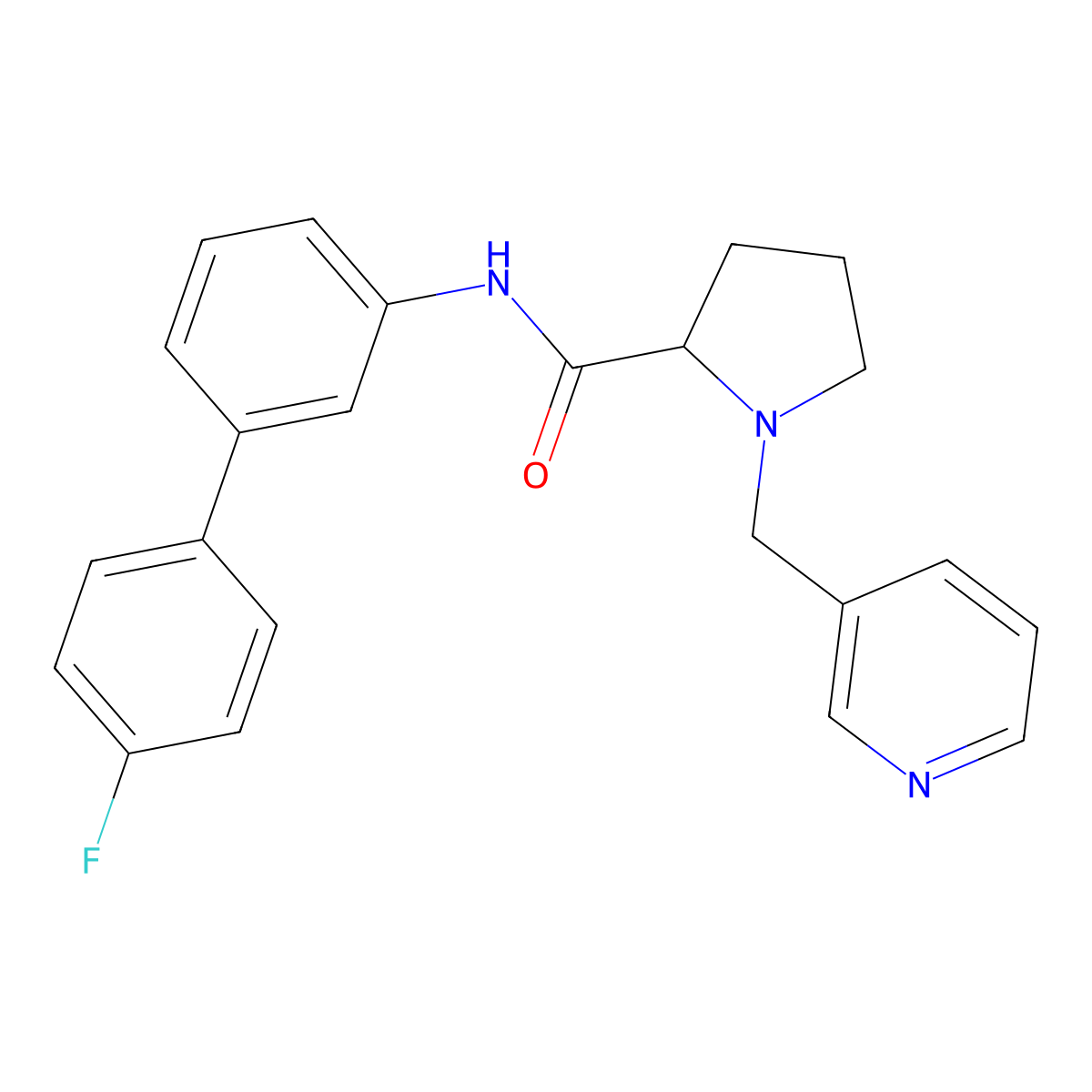 N-(4'-fluoro-3-biphenylyl)-1-(3-pyridinylmethyl)prolinamide molecular structure, CAS 1236260-38-0