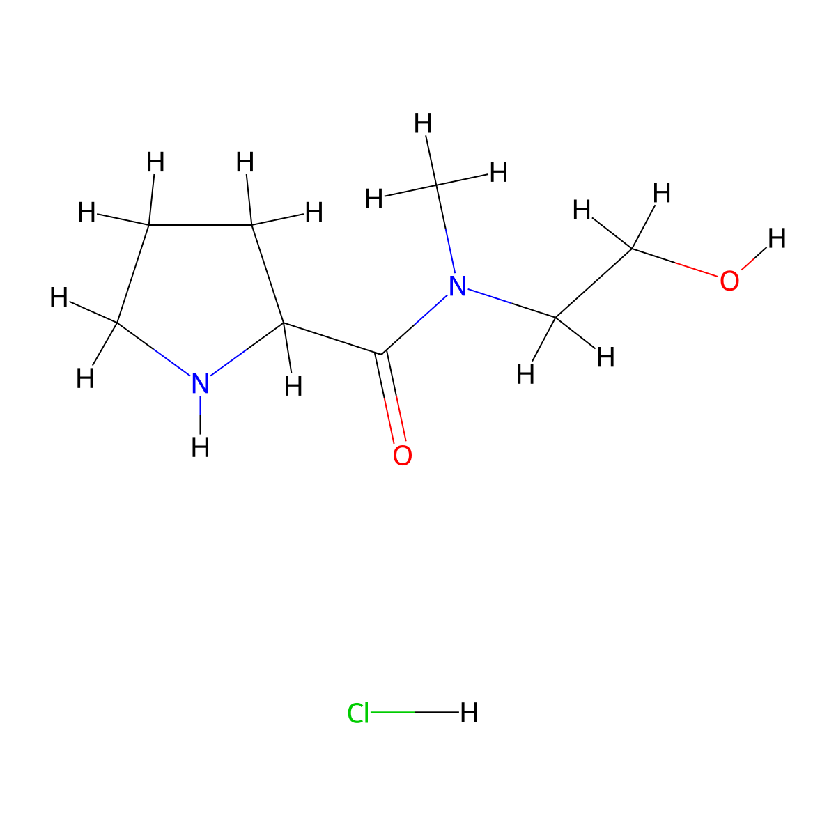 N-(2-Hydroxyethyl)-N-methyl-2-pyrrolidinecarboxamide hydrochloride molecular structure, CAS 1236260-61-9