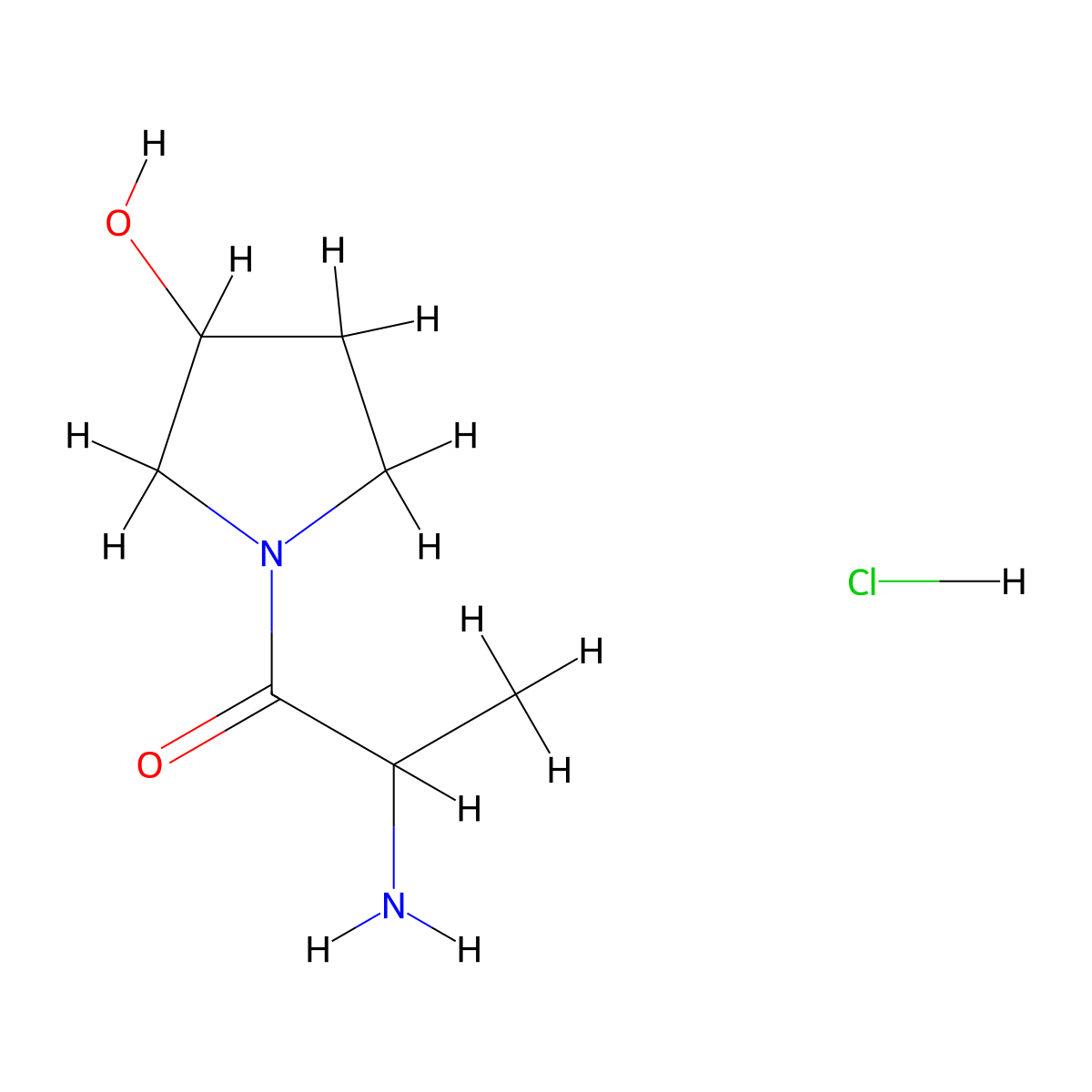 2-Amino-1-(3-hydroxy-1-pyrrolidinyl)-1-propanone hydrochloride molecular structure, CAS 1236260-62-0