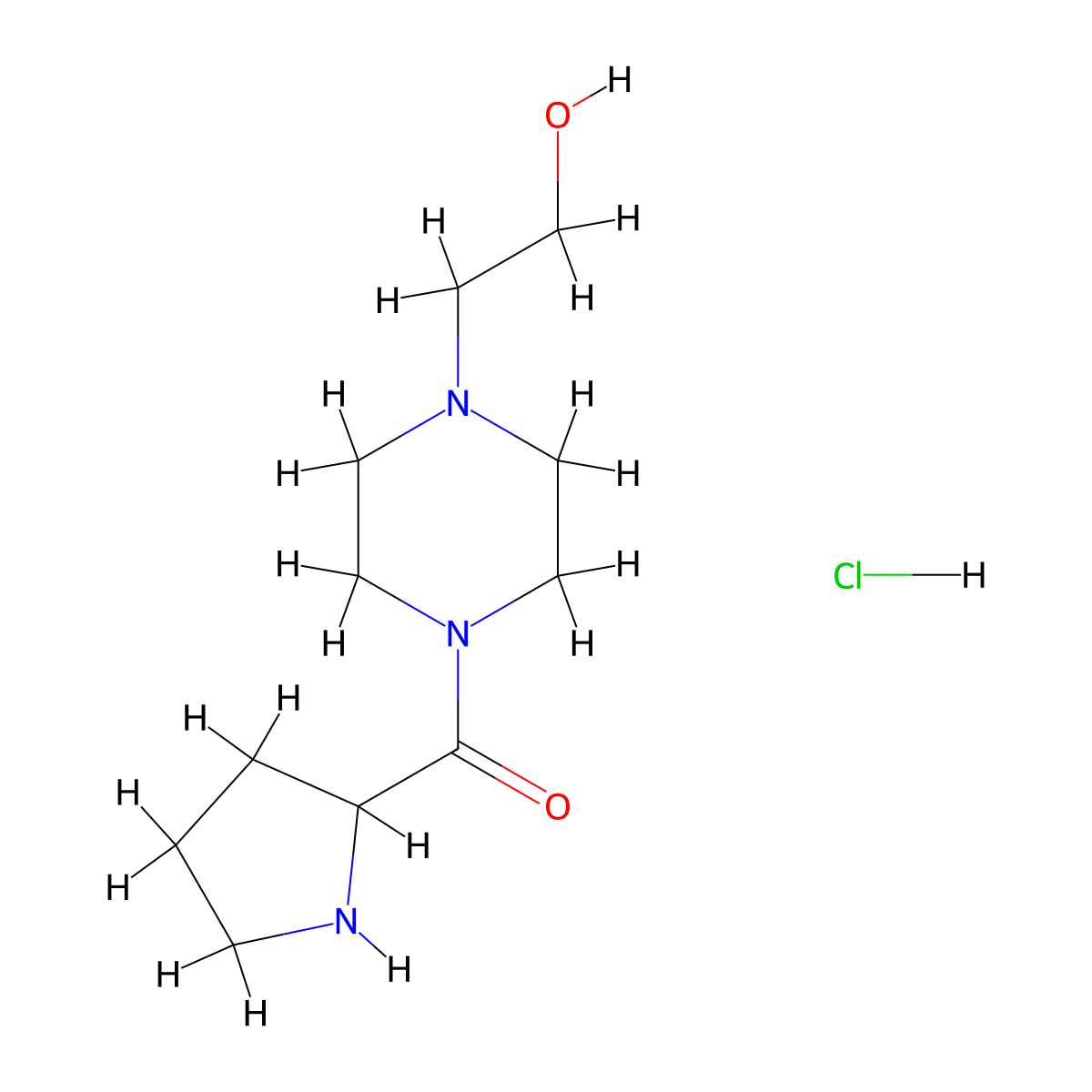 [4-(2-Hydroxyethyl)-1-piperazinyl](2-pyrrolidinyl) methanone hydrochloride molecular structure, CAS 1236260-66-4