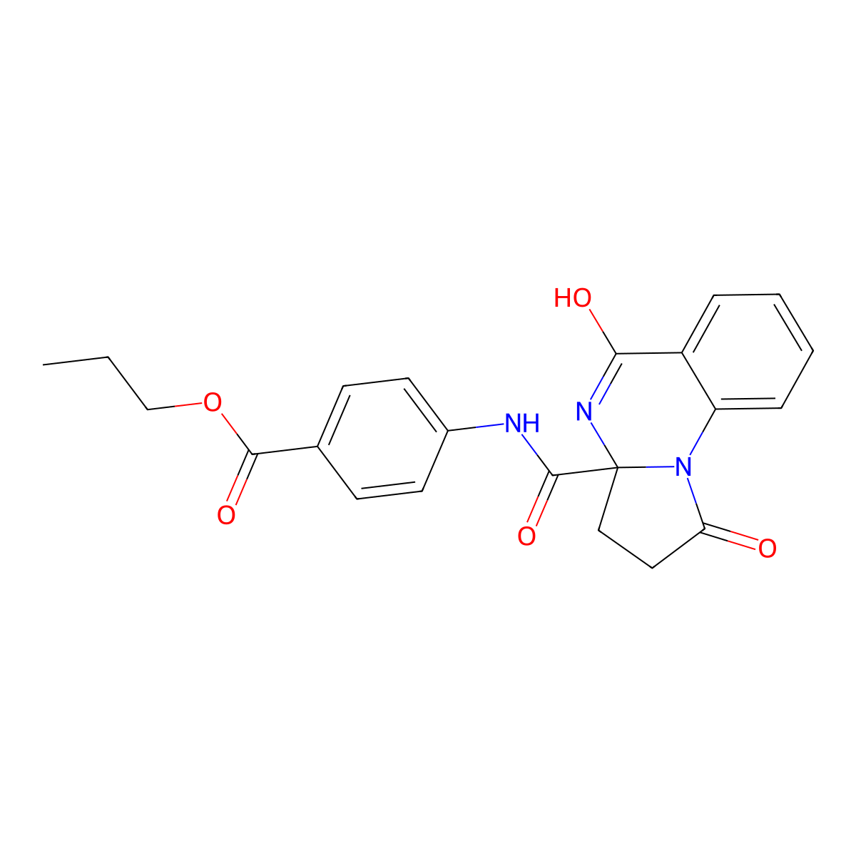 propyl 4-({[1,5-dioxo-2,3,4,5-tetrahydropyrrolo[1,2-a]quinazolin-3(1H)-yl]carbonyl}amino)benzoate molecular structure, CAS 1236260-86-8