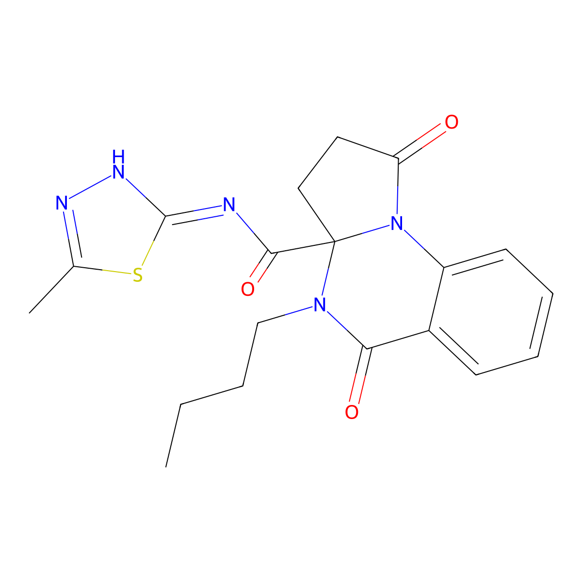 4-butyl-N-[(2Z)-5-methyl-1,3,4-thiadiazol-2(3H)-ylidene]-1,5-dioxo-2,3,4,5-tetrahydropyrrolo[1,2-a]quinazoline-3a(1H)-carboxamide molecular structure, CAS 1236260-92-6
